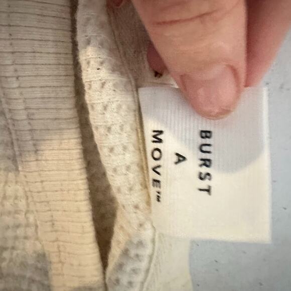 Aerie Do What Makes You Happy Waffle Knit Thermal Top Oversized Medium Ivory - Picture 8 of 11